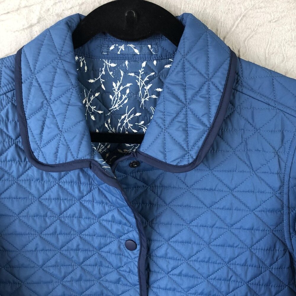 Lands' End Jacket Womens Small Blue Reversible Quilted Barn Coat Snap Pockets - Picture 16 of 16